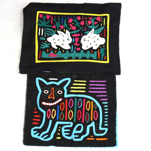 Handmade Other - Vintage Handmade Mola Art 9x8 Multi Color Unisex Animal Folk Art Textile